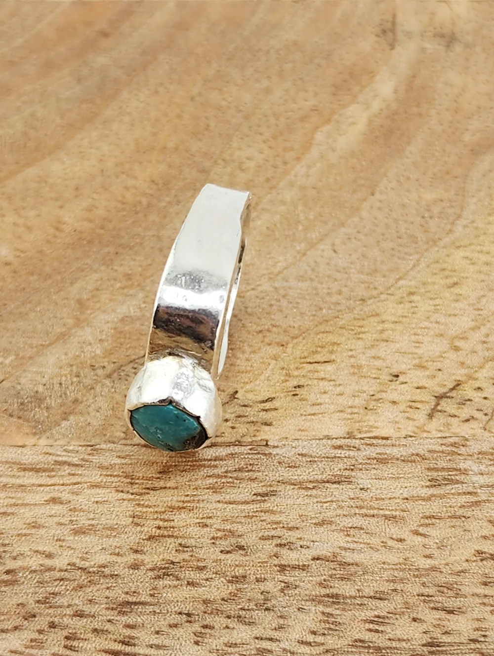 TURQUOISE HALLOW RING HANDMADE IN RECYCLED STERLING SILVER SIZE 7 - Picture 11 of 12